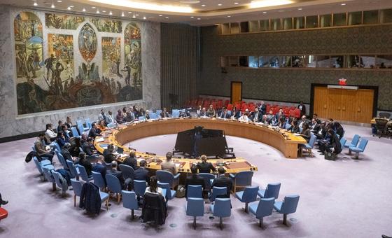 联合国安理会关于维护乌克兰和平与安全的会议全景。